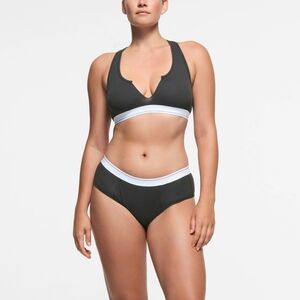 SKIMS x Charlie XCX Soot Stripe Cotton Rib Split Neck Bralette - SIZE XS